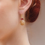 CORA SWAROVSKI AND SAND QUARTZ TWO-STONE EARRINGS