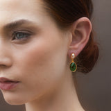 MISA EMERALD ONYX AND PEARL OVAL MINI DROPS