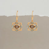 OTTOMAN EARRINGS IN SMOKY TOPAZ AND AQUA