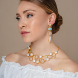 HAMMERED STONE LINE EARRINGS