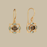 OTTOMAN EARRINGS IN SMOKY TOPAZ AND AQUA