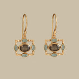 OTTOMAN EARRINGS IN SMOKY TOPAZ AND AQUA