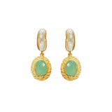 PEARL AND AQUA HAMMERED EARRING