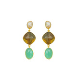 PEARL, HONEY QUARTZ AND MINT CHALCEDONY DROPS