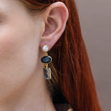 TRIO OCEANIC DROPS IN PEARL, NAVY SWAROVSKI AND ICE BLUE SWAROVSKI