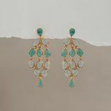 IGUAZU EARRINGS IN GREEN ONYX AND AQUA
