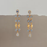 KAI COLUMN EARRINGS IN BLUE CHALCEDONY AND MOONSTONE