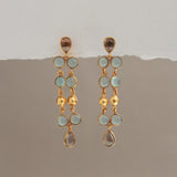 KAI COLUMN EARRINGS IN SMOKY TOPAZ AND AQUA