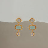 BYZANTINE EARRINGS MOONSTONE AQUA AND ROSE QUARTZ
