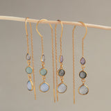 LILY THREADER IN AQUA ROSE QUARTZ AND OPLALITE