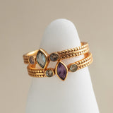 HORUS RING IN AQUA AND SMOKY TOPAZ
