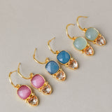 PALASA EARRINGS IN PINK ONYX AND TOPAZ