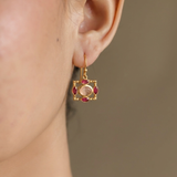 OTTOMAN EARRINGS IN ROSE QUARTZ AND GARNET