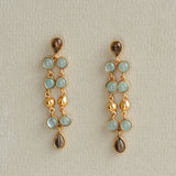 KAI COLUMN EARRINGS IN SMOKY TOPAZ AND AQUA