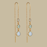 LILY THREADER IN AQUA ROSE QUARTZ AND OPLALITE