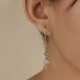 LILY THREADER IN AQUA ROSE QUARTZ AND OPLALITE