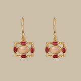 OTTOMAN EARRINGS IN ROSE QUARTZ AND GARNET