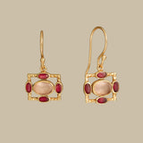 OTTOMAN EARRINGS IN ROSE QUARTZ AND GARNET