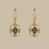 OTTOMAN EARRINGS IN SMOKY TOPAZ AND AQUA