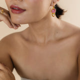 PALASA EARRINGS IN PINK ONYX AND TOPAZ