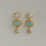 BYZANTINE EARRINGS MOONSTONE AQUA AND ROSE QUARTZ