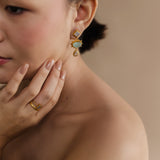 BYZANTINE EARRINGS MOONSTONE AQUA AND ROSE QUARTZ