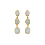 3 STONE RAINBOW MOONSTONE EARRINGS