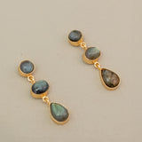 3 STONE LABRADORITE EARRINGS