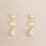 3 STONE RAINBOW MOONSTONE EARRINGS