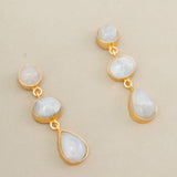 3 STONE RAINBOW MOONSTONE EARRINGS