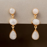 3 STONE RAINBOW MOONSTONE EARRINGS