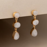 3 STONE RAINBOW MOONSTONE EARRINGS