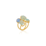 QUADRO RING IN MINT AND BLUE CHALCEDONY