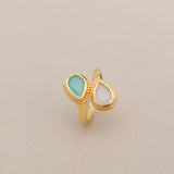 SUBLIME PEAR RING IN AQUA ROSE QUARTZ