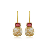 SWAROVSKI AND SAND QUARTZ TWO-STONE EARRINGS