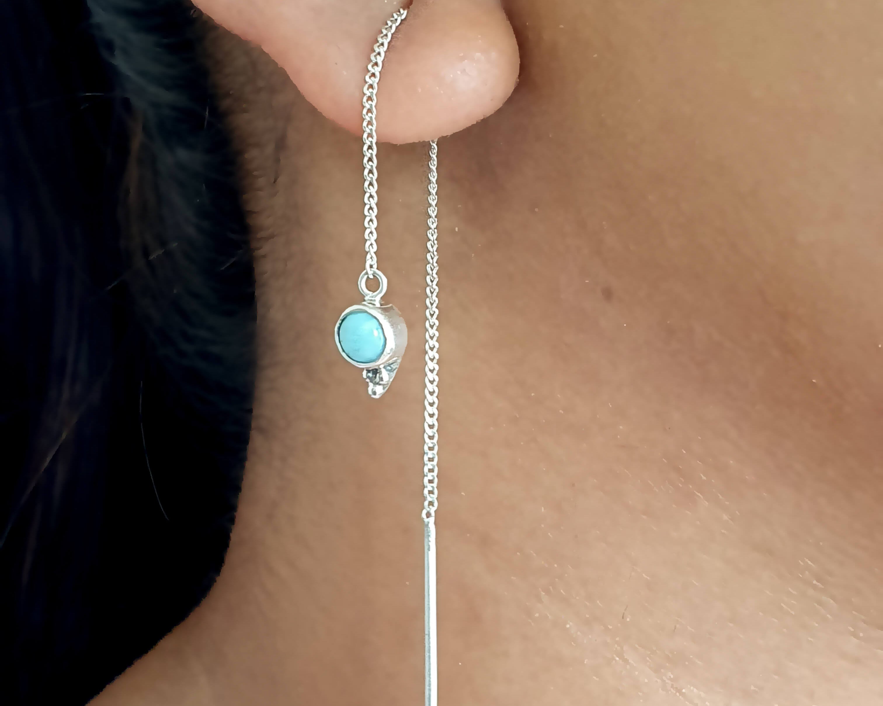 Lima larimar threader earrings