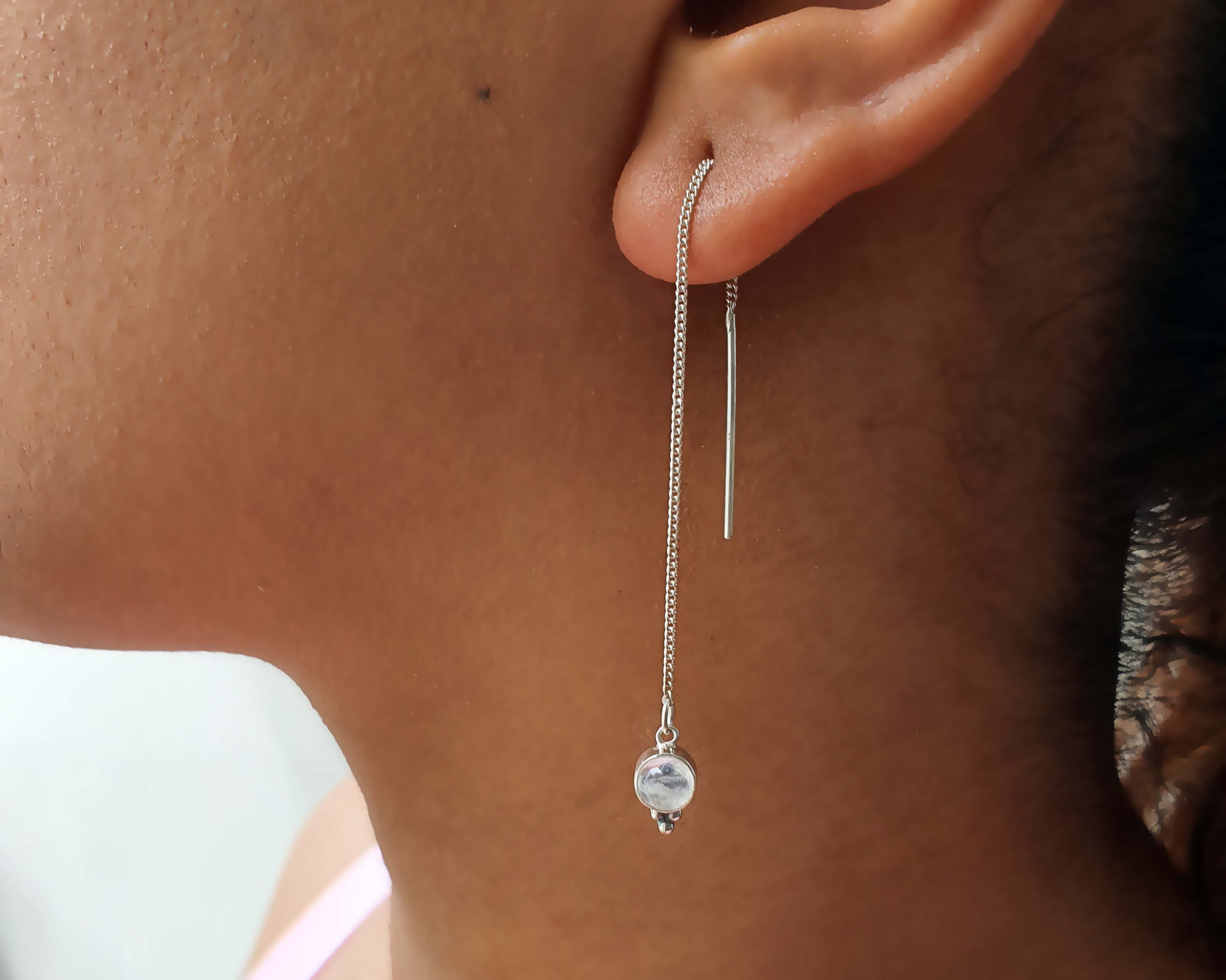 Lima moonstone threader earrings