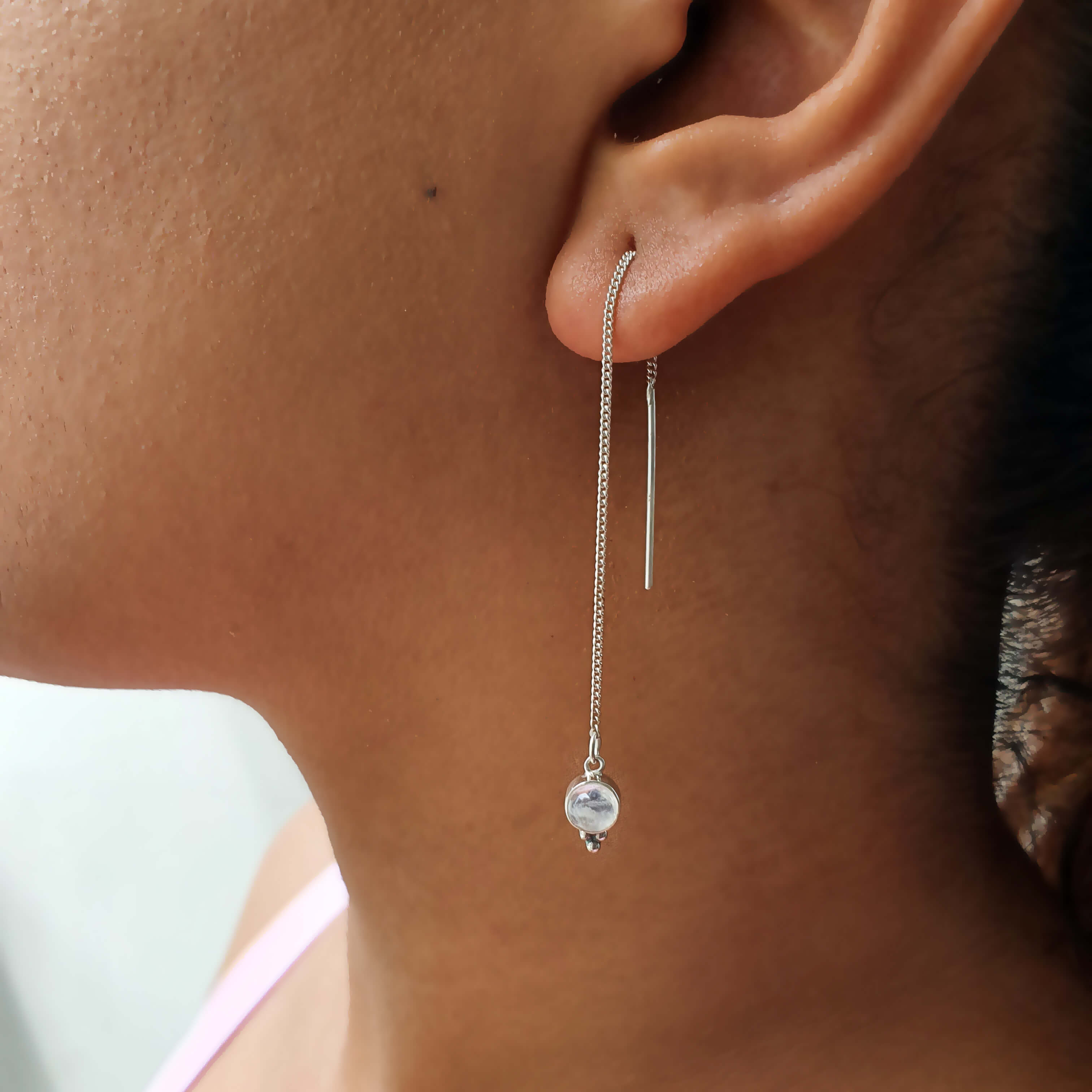Lima moonstone threader earrings