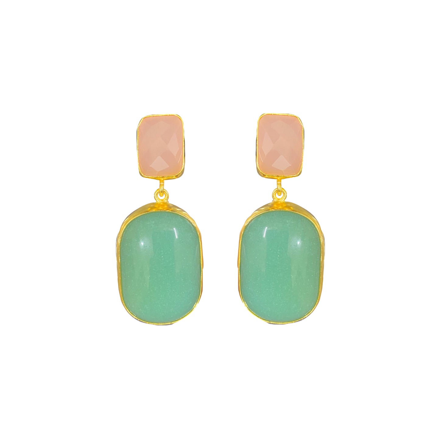 AMAZONITE AND PINK CHALCEDONY OVAL DROPS