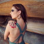 Luna flat gemstone hoops in labradorite and moonstone - Statement Pieces