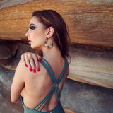 Luna flat gemstone hoops in labradorite and moonstone - Statement Pieces