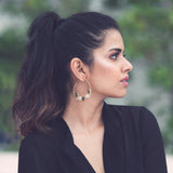 Luna flat gemstone hoops in labradorite and moonstone - Statement Pieces