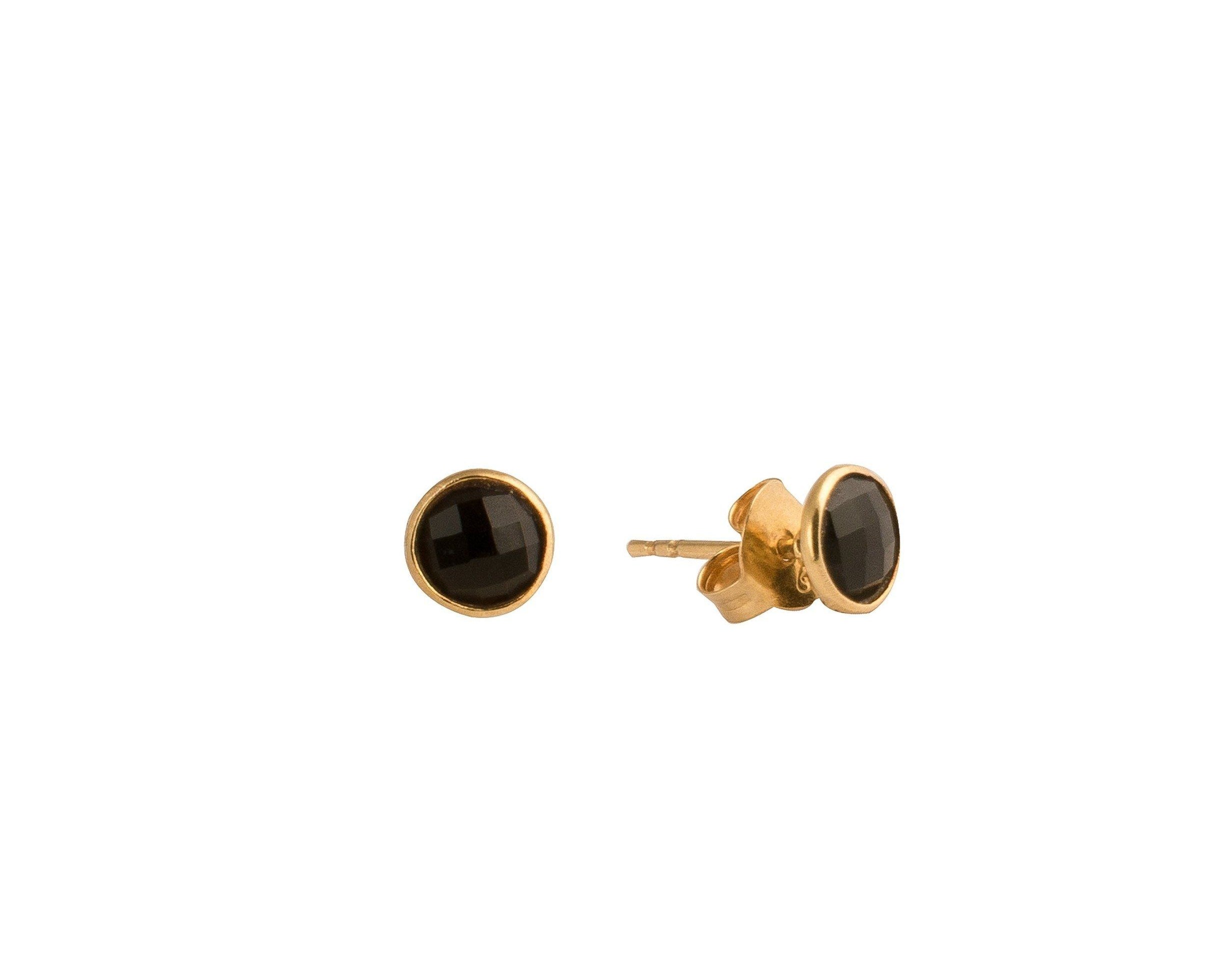Marsala mini gold-plated silver studs in Black Onyx - stud