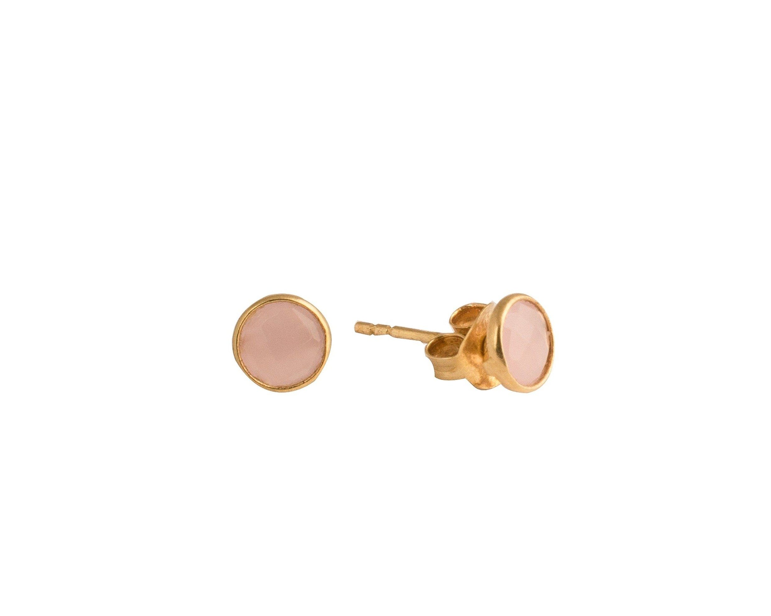 Marsala Mini gold-plated silver studs in Rose Quartz - stud